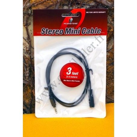 Audio Cable Pearstone MMSB-103B - Minijack 3.5mm TRS - 3ft - Microphone extension male-female - Pearstone MMSB-103B