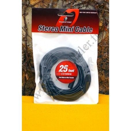 Audio Cable Pearstone MMSB-125B - Minijack 3.5mm TRS - 25ft - Microphone extension male-female - Pearstone MMSB-125B