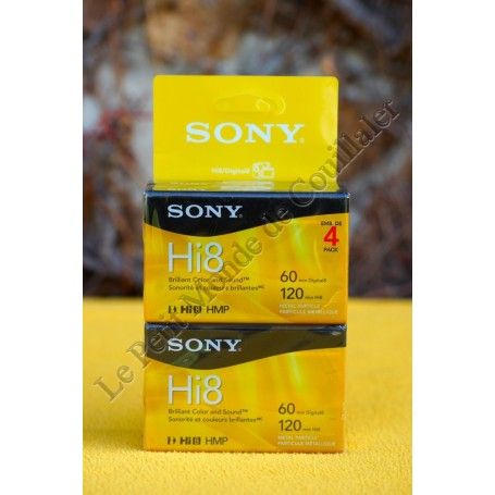 Pack 4 Cassettes Hi8 Sony 6120HMPR/4 - 120min - Digital8 - Particules Métalliques - PAL NTSC - Sony 6120HMPR/4
