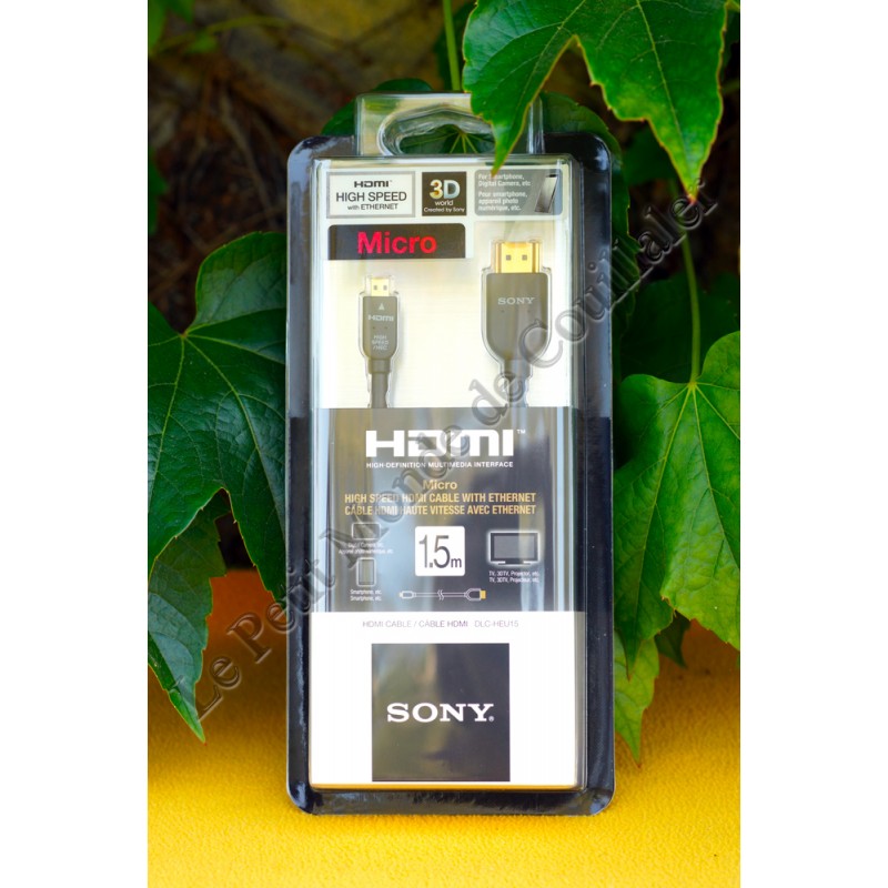 HDMI Cable Sony DLC-HEU15 - Micro-HDMI Ethernet 3D 1080P Adaptor - Sony DLC-HEU15 HDMI Cable Sony DLC-HEU15 - Micro-HDMI Ethernet 3D 1080P Adaptor - Sony DLC-HEU15