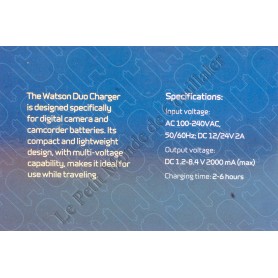 Chargeur de batteries double Watson Duo Battery Charger D-4237 - Série Z Sony NP-FZ100 - Universel - BW0418 - Watson D-4237
