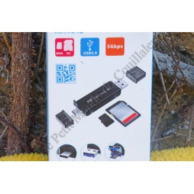 Lecteur de carte-mémoire JJC CR-UTC3 - USB 3.0 - SD, MMC et MicroSD SDHC/SDXC - Smartphone, Tablette - JJC CR-UTC3