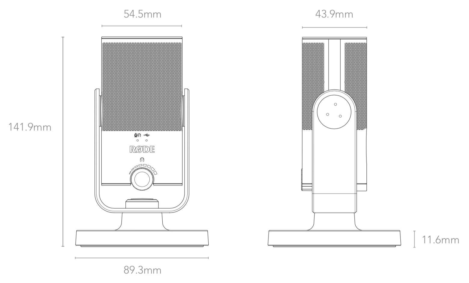 Dimensions Rode NT-USB-Mini